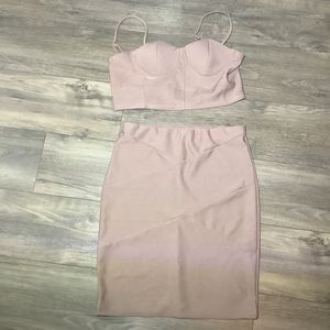 2 piece crop top and skirt XL beige/Nude color